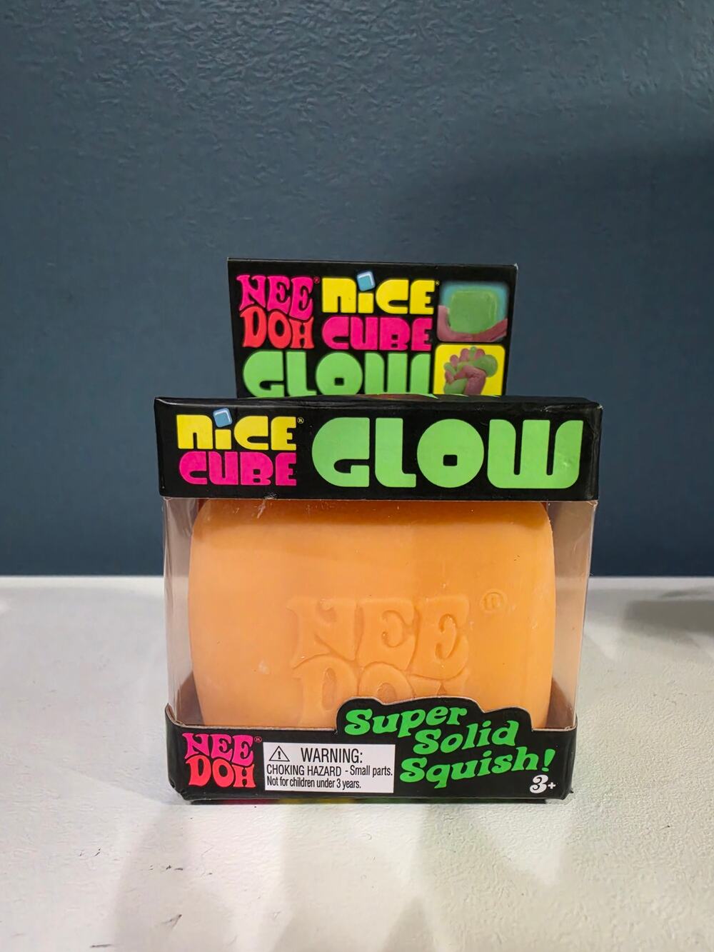 NeeDoh Nice Cube GLOW ORANGE Glow in Dark Schylling NEW IN BOX